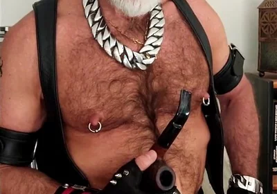 Spiked Leather Gloves and Jockstrap Pipe Smoking