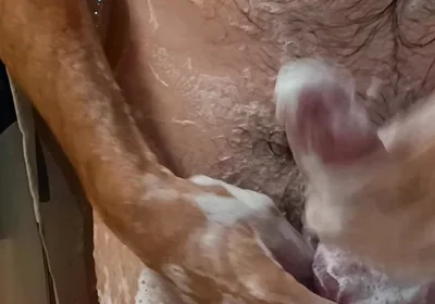 Hot Dilf Shower Big Uncut Cock Wanking and Cumming - Rockard Daddy