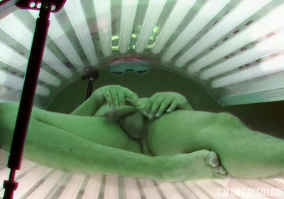 Czech Gay Solarium 5 Solo Jerk with Hung Twink - Caught in the Act