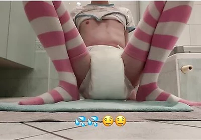 Diaper Boy With Shy Bladder Just Keeps Wetting His Thick Padding