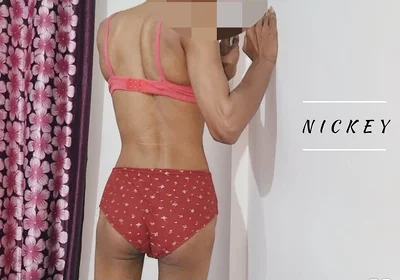 Skinny Sissy Enjoying in Bra and Pantie