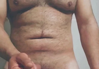 Hairy Big Man Playing with His Dick