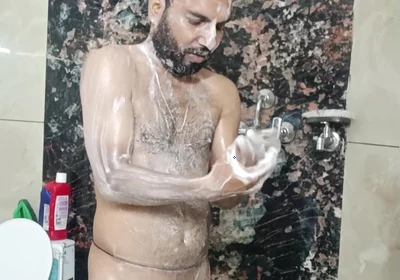 Desi Police Officer Having Shower