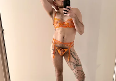 Hairy Sissy Muscle Man in Lingerie and Heels Sensual Striptease, Edging, Wanking, Fingering and Foot Play