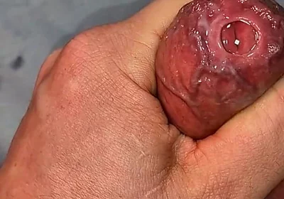 Close-up Wet Stroking with Tight Uncut Foreskin and Heavy Precum Dripping