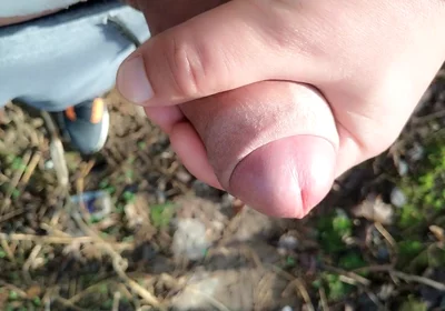 Gentle Slow Jerk off Close up Uncut Cock Outdoor - Close up Cum