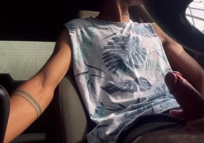 College Boy Masturbates in the Car Until He Cums