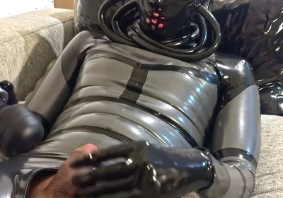 Latex Alien Enjoying with the Vibrator