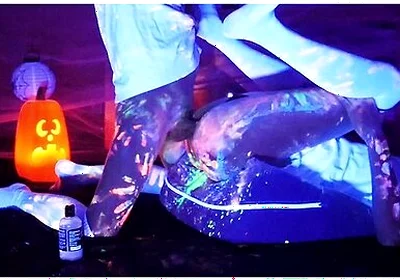 Femboys Messy Halloween Flip Fuck With Glow Paint