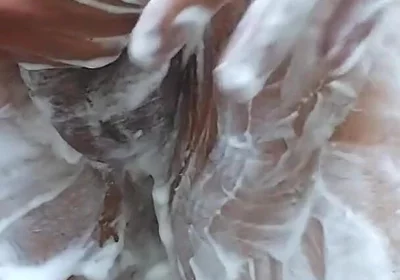 Standing Shaving in Bathroom and Cumshot