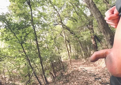 A Boy with a Small Foreskin Pees a Huge Stream Outdoors