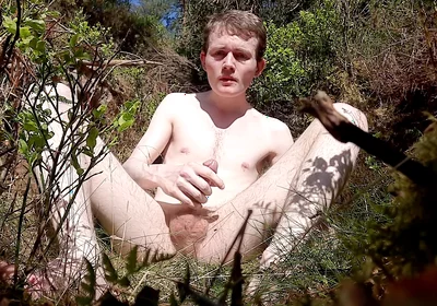 Naked in the Forest Jerking off