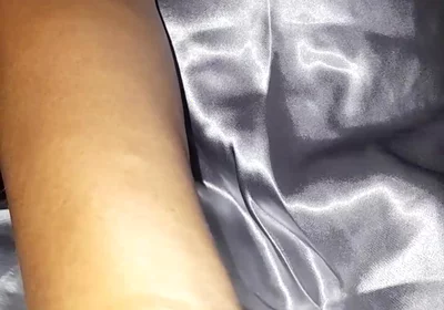 Masturbating Wearing Silver Satin Long Dress in Car