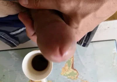Hot Guy Jerking off to Put Some Milk in His Coffee