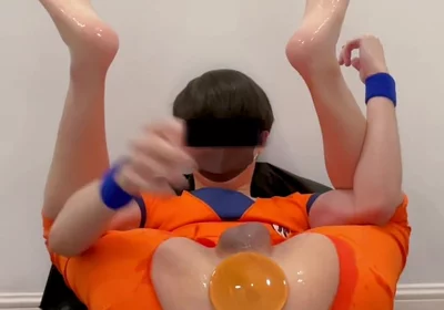 Dragon Ball Goku Laying Balls Asshole Squirting and Cum