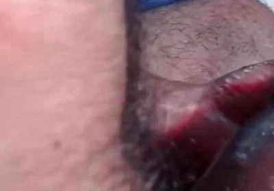 Dark-skinned Latino Man Playing with His Sex Toy and Masturbating His Thick, Uncut Cock