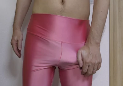 Masturbation with Satin Pink Leggings