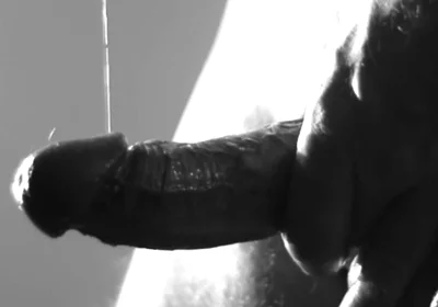 Stroking Hard Cock in Black and White with Lots of Cum
