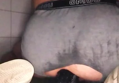Public Toilet, Two Dildos Horny Ridden