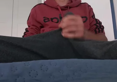 The Dude Can't Stop Jerking off That Big Dick and Holds the Cumshot in the Next Video