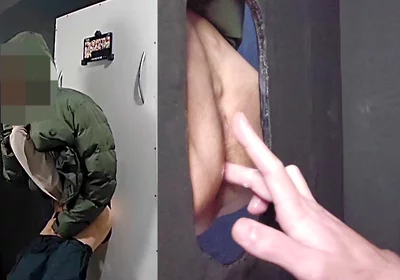 Tall and Skinny with Big Uncut Cock Came to Gloryhole to Be Sucked in Front and Back. Again!