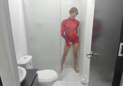 Colombian Femboy Juicy Ass Twerk with Dildo in the Shower