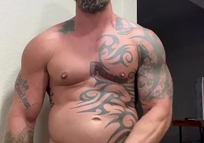 Tattooed Viking Flexes While Stroking for You