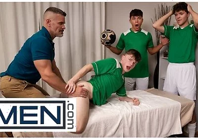 Jake Preston Gets An Unorthodox Massage From Landon Conrad That Ends With Hot Table Sex