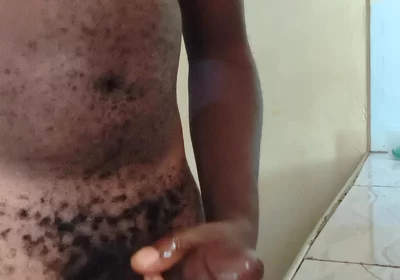 Solo Boyfriend Jerking His Hard Dick Early in the Morning and Released Load of Cum on the Kitchen Worktop