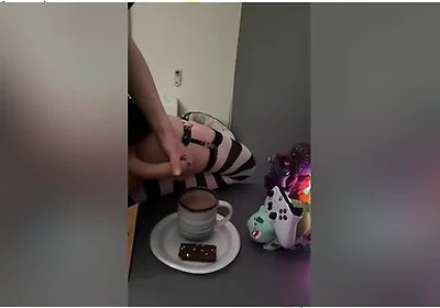 Femboy Cums In His Coffee And Drinks It All