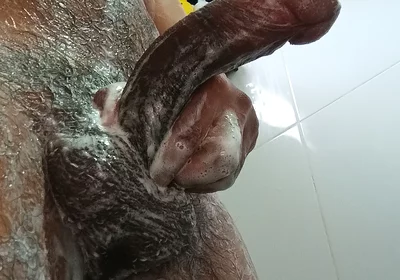 Stepdaddy Playing in the Shower with His Very Hard, Soapy Cock
