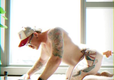 Aussie Bear Playing with a Fucking Machine Over the Melbourne Skyline
