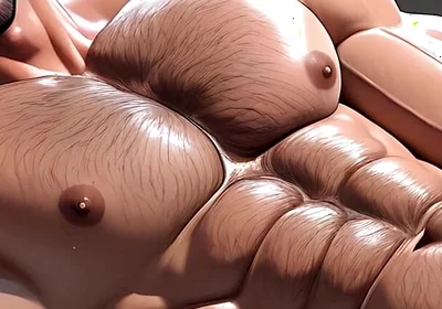 Dominant Stepdaddy Reclined and Stroking Sensually. Salt and Pepper Hairy Chest
