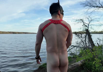 Asian Muscle God Strips Bare by the Lake - Ripped Physique on Full Display & Massive Load