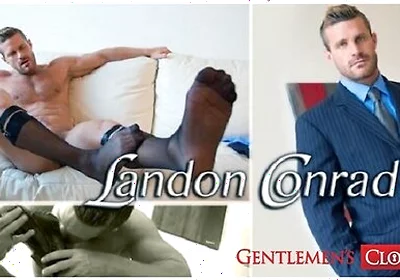 Hunk Landon Conrad Strokes His Cock While Stripping Off His Clothes