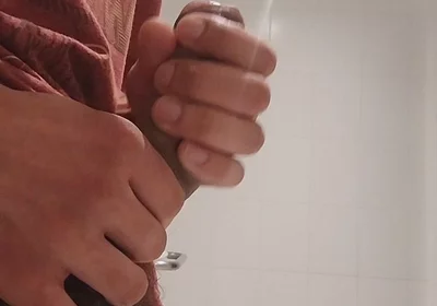 Cumshow in the Bathroom at Work