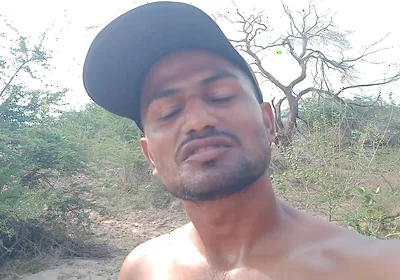 Full Sweat on Boy Face Moving on Hill Full Sweat