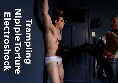 BDSM Leather Session - Trampling CBT and Nipple Play
