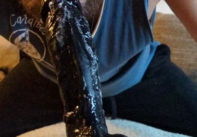 Very Sloppy Dildo Deepthroat, a Lot of Saliva Is Running Down the Cock