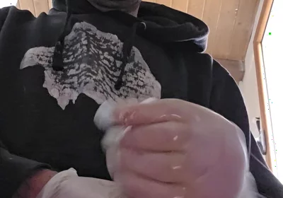 Straight Boy Jerks off on the Construction Site with Latex Gloves.