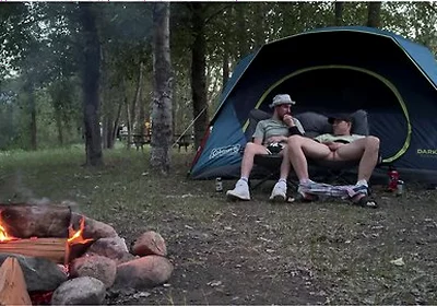 Sucking His Mushroom Head While Camping