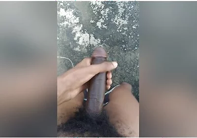 Morning Verbal Jerking Off Big Black African Dick Outside Huge Cumshot Feet