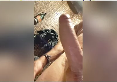 Horny Guy Jerks Massive Cock In Public Bathroom - Risky Cumshot Caught On Cam!