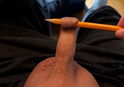 Play with the Foreskin of My Little Cock and a Pencil