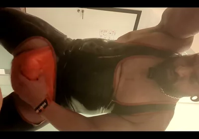 Jerking off Through Rubber Jock in Rubber