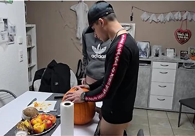 Gay Boys Have Fun: We Fuck The Halloween Pumpkin And Cum On It
