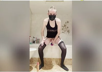 Crossdresser Twink Inserting Dildos Deeper And Harder, Cumming A Lot