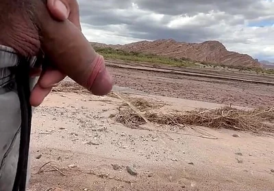 Young Uncut Boy Pee in Desert
