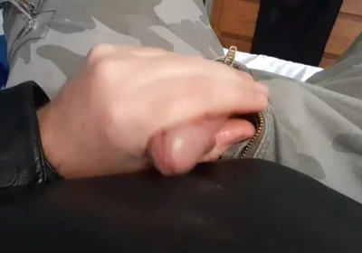 Cum on Leather and Cargo Pants