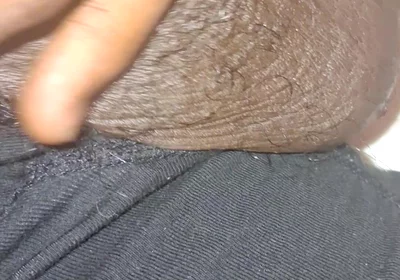Stroking Big Black Uncut Dick Through Underwear